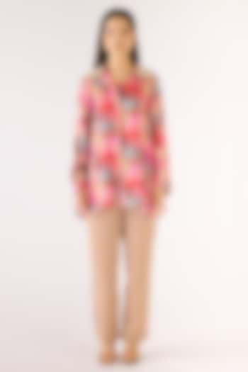 Brown Satin Printed Shirt by Basanti - Kapde aur Koffee at Pernia's Pop Up Shop