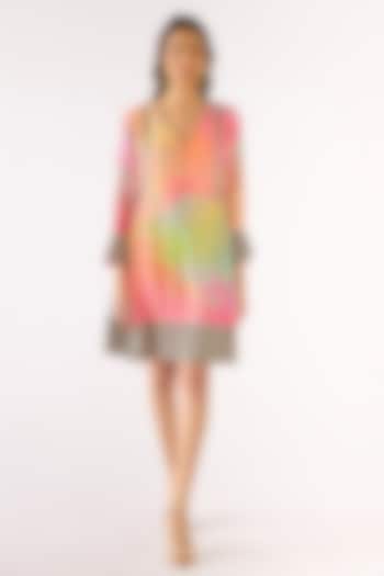 Multi-Colored Crepe Printed Mini Summer Dress by Basanti - Kapde aur Koffee at Pernia's Pop Up Shop