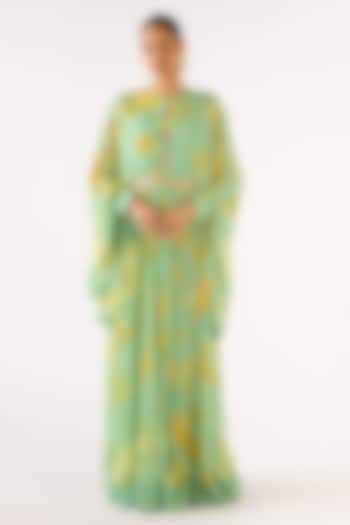 Green Georgette Printed Gown by Basanti - Kapde aur Koffee at Pernia's Pop Up Shop