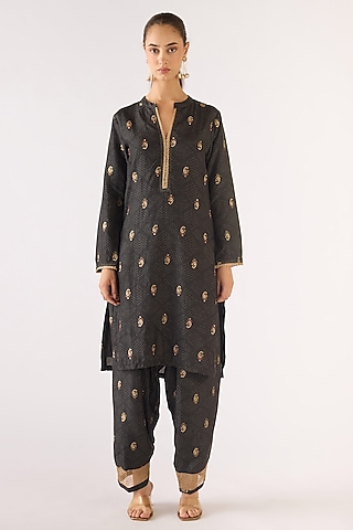 Black Cotton Kurta Set by Basanti - Kapde aur Koffee