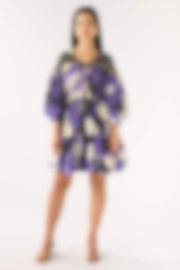 Purple Muslin Printed Whimsy Mini Summer Dress by Basanti - Kapde aur Koffee at Pernia's Pop Up Shop