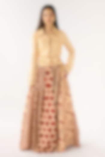 White Raw Silk Printed Skirt Set by Basanti - Kapde aur Koffee at Pernia's Pop Up Shop