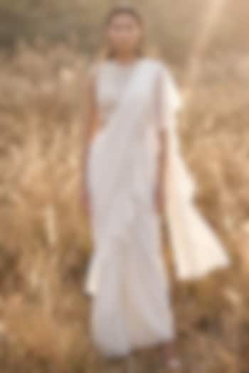 Ivory Organza Draped Festive Saree Set by Basanti - Kapde aur Koffee at Pernia's Pop Up Shop