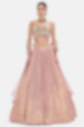 Pink Silk Mirror Embroidered Lehenga Set by Basanti - Kapde aur Koffee at Pernia's Pop Up Shop