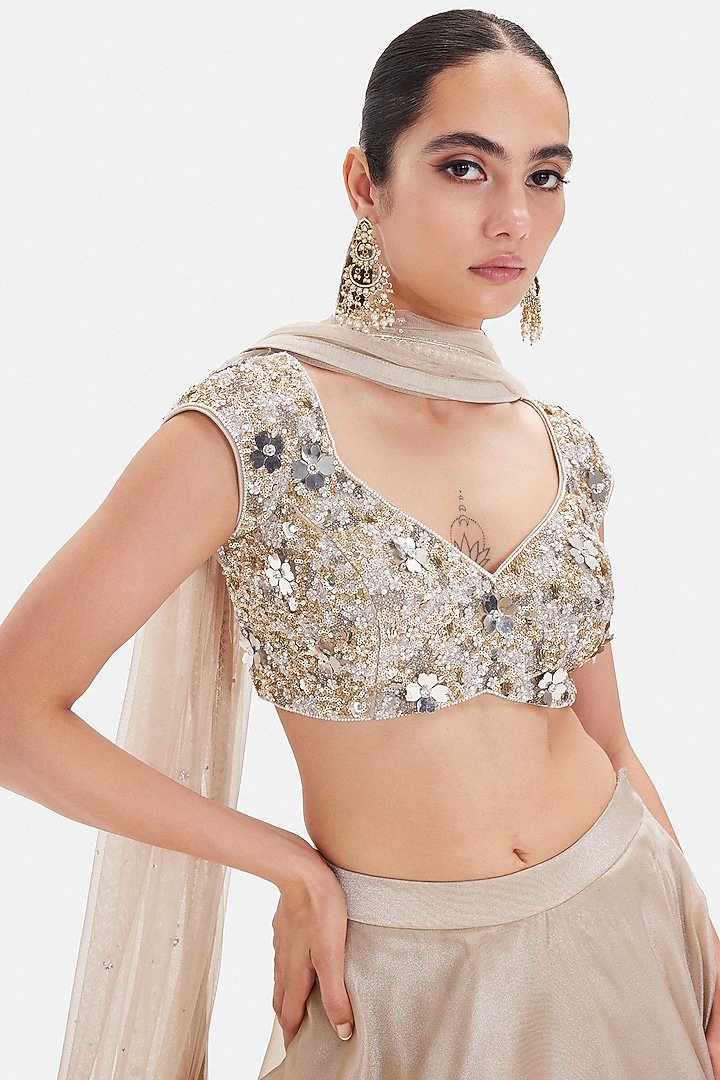 Grey Organza Sequins embroidered Lehenga Set by Basanti - Kapde aur Koffee at Pernia's Pop Up Shop