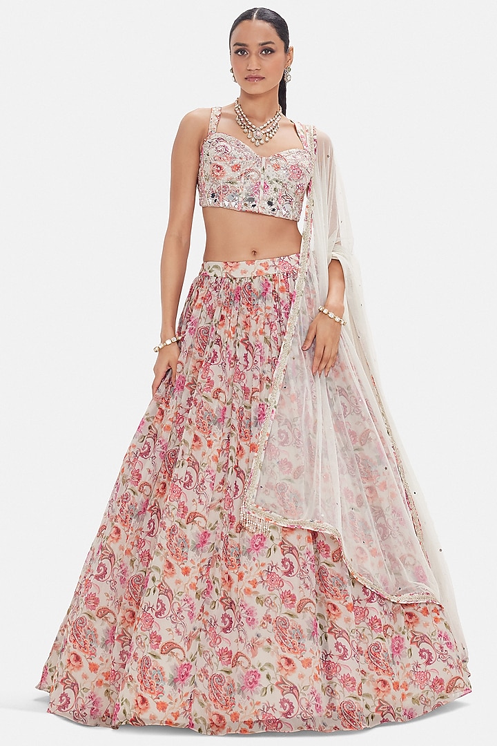 Multi-Colored Organza Sequins embroidered Lehenga Set by Basanti - Kapde aur Koffee at Pernia's Pop Up Shop