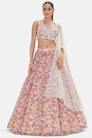 Multi-Colored Organza Sequins embroidered Lehenga Set by Basanti - Kapde aur Koffee