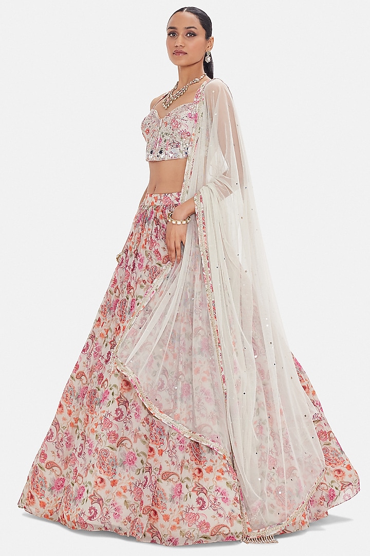 Multi-Colored Organza Sequins embroidered Lehenga Set by Basanti - Kapde aur Koffee at Pernia's Pop Up Shop