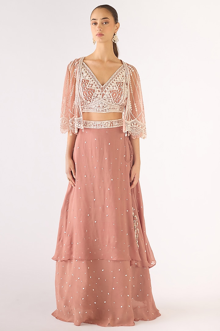 Pink Georgette Cutdana Embroidered Lehenga Set by Basanti - Kapde aur Koffee at Pernia's Pop Up Shop