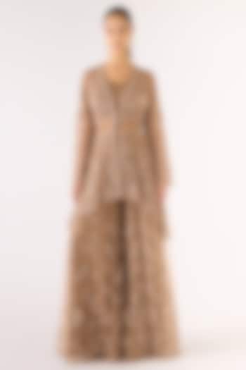 Grey Net Sequins Embroidered Party Wear Sharara Set by Basanti - Kapde aur Koffee at Pernia's Pop Up Shop