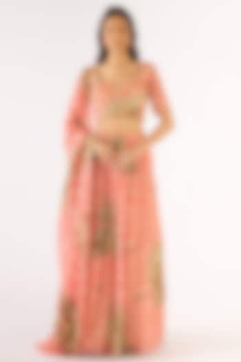 Peach Organza Sequins Embroidered Lehenga Set by Basanti - Kapde aur Koffee at Pernia's Pop Up Shop