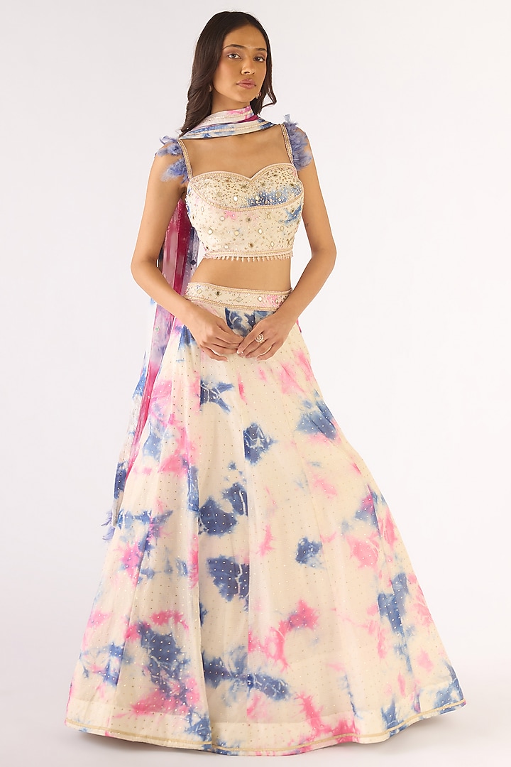 Blue Kota Mirror Embroidered Lehenga Set by Basanti - Kapde aur Koffee at Pernia's Pop Up Shop