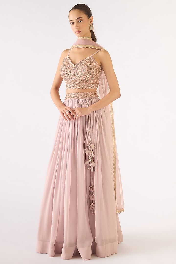 Lilac Georgette Sequins Embroidered Lehenga Set by Basanti - Kapde aur Koffee at Pernia's Pop Up Shop