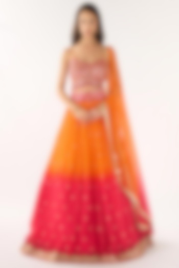 Orange Georgette Embroidered Wedding Lehenga Set by Basanti - Kapde aur Koffee at Pernia's Pop Up Shop