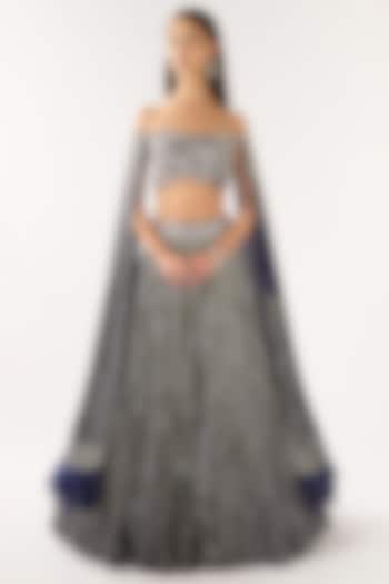 Blue Georgette Embroidered Wedding Lehenga Set by Basanti - Kapde aur Koffee at Pernia's Pop Up Shop