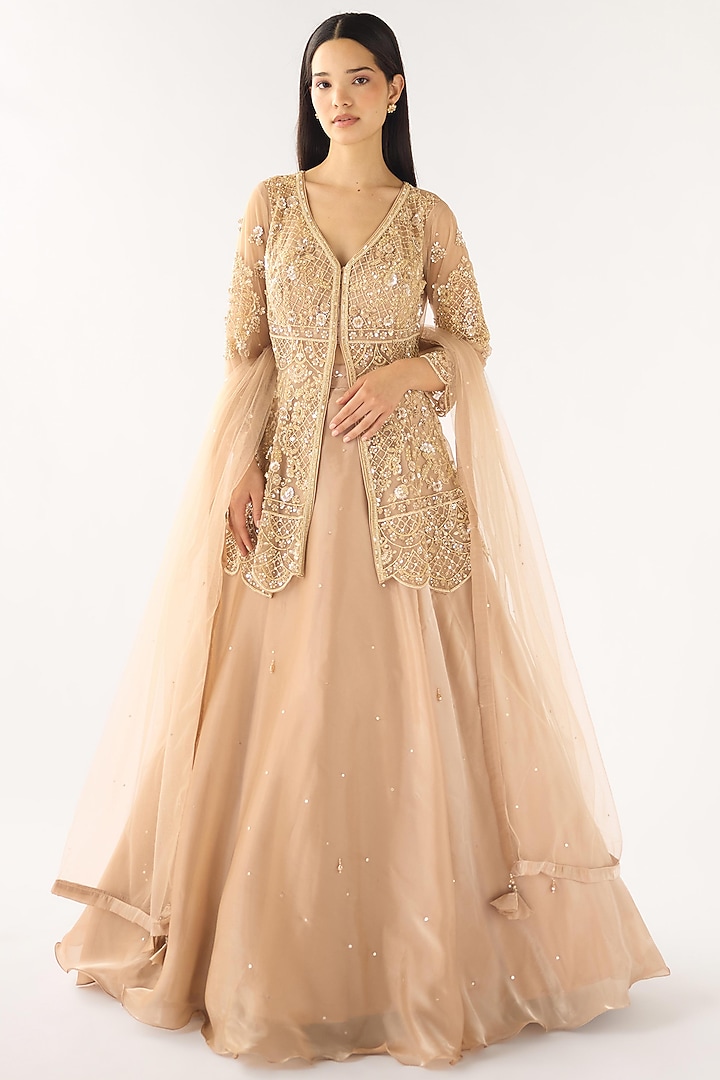 Ivory Tissue Organza Embroidered Wedding Lehenga Set by Basanti - Kapde aur Koffee at Pernia's Pop Up Shop