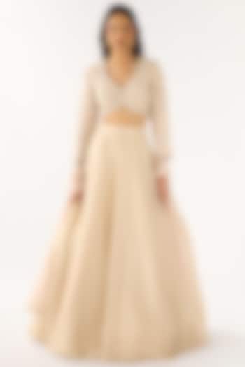 Ivory Tissue Embroidered Lehenga Set by Basanti - Kapde aur Koffee at Pernia's Pop Up Shop