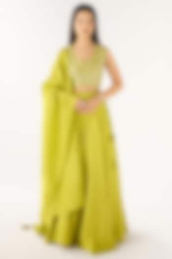 Lime Tissue Embroidered Lehenga Set by Basanti - Kapde aur Koffee at Pernia's Pop Up Shop