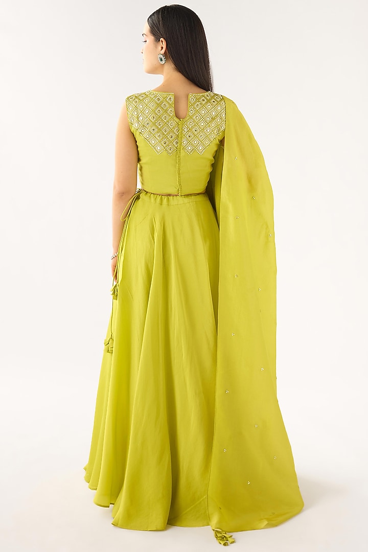 Lime Tissue Embroidered Lehenga Set by Basanti - Kapde aur Koffee at Pernia's Pop Up Shop