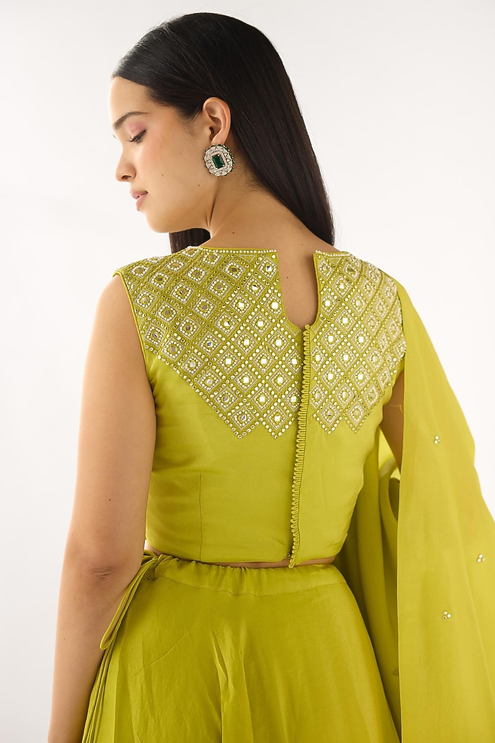 Lime Tissue Embroidered Lehenga Set by Basanti - Kapde aur Koffee at Pernia's Pop Up Shop