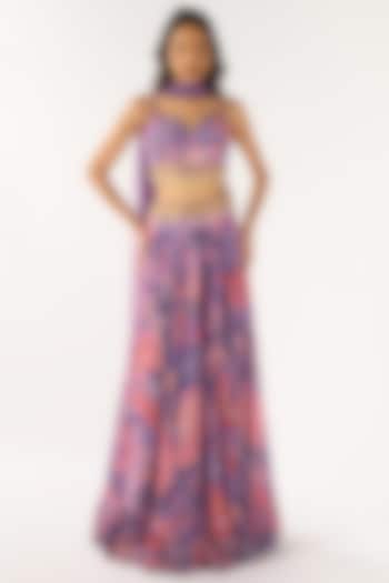 Purple Chiffon Embroidered Lehenga Set by Basanti - Kapde aur Koffee at Pernia's Pop Up Shop
