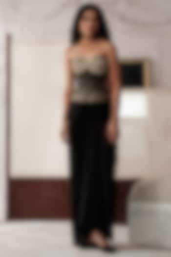 Black Georgette Draped Skirt Set by Basanti - Kapde aur Koffee at Pernia's Pop Up Shop
