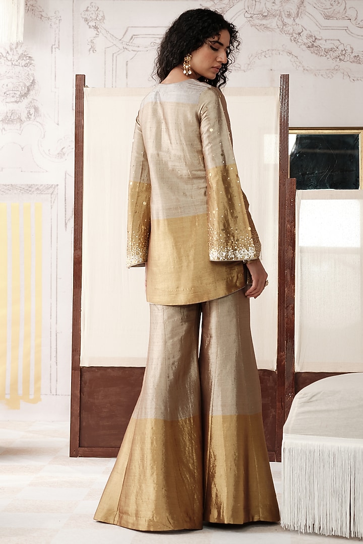 Golden Tissue Party Wear Sharara Set by Basanti - Kapde aur Koffee at Pernia's Pop Up Shop