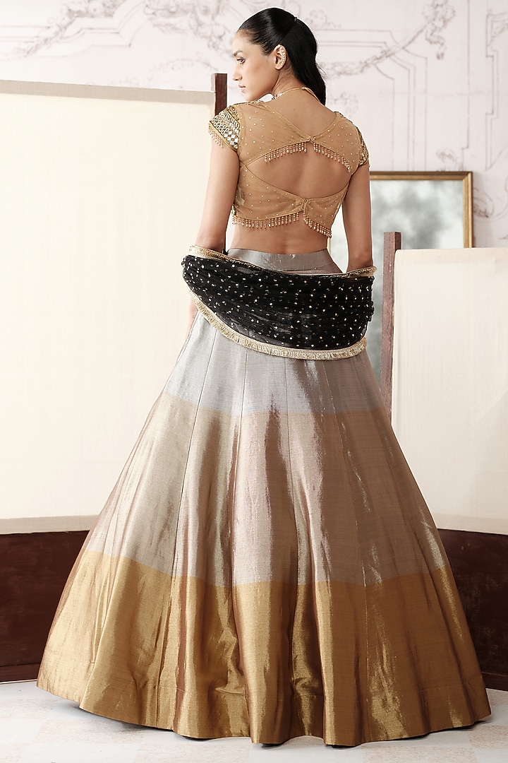 Golden Ombre Tissue Wedding Lehenga Set by Basanti - Kapde aur Koffee at Pernia's Pop Up Shop
