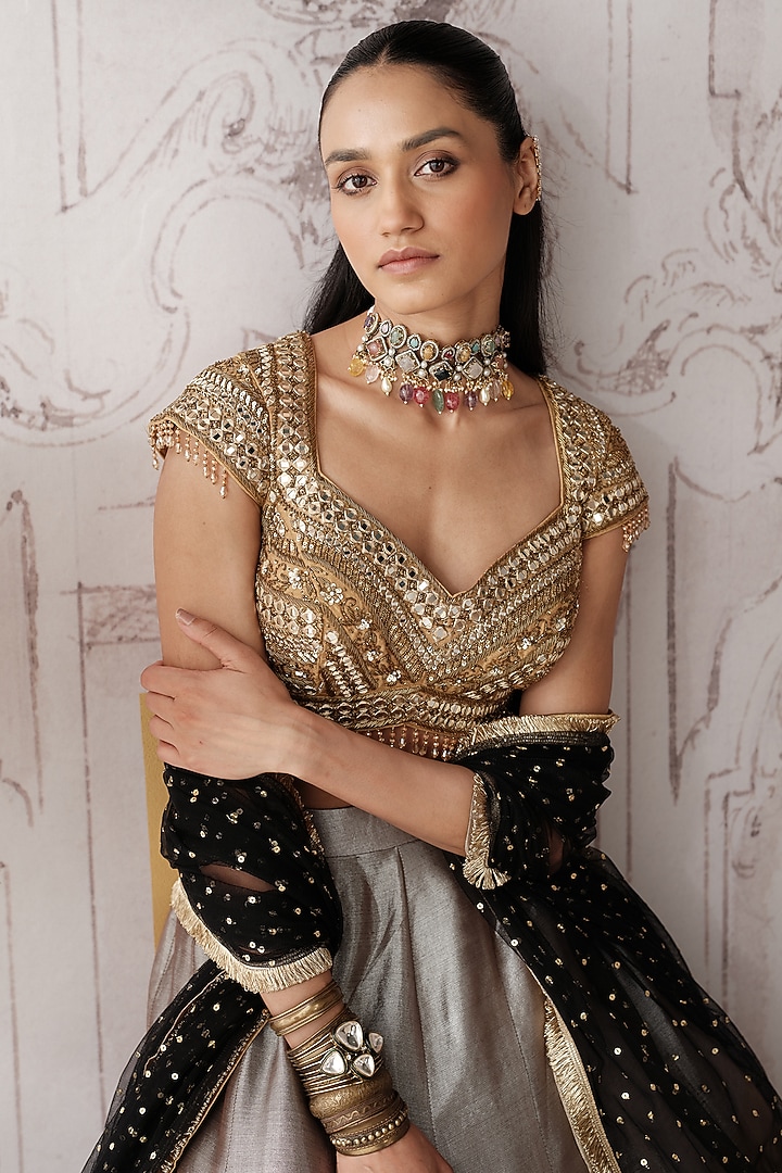 Golden Ombre Tissue Wedding Lehenga Set by Basanti - Kapde aur Koffee at Pernia's Pop Up Shop