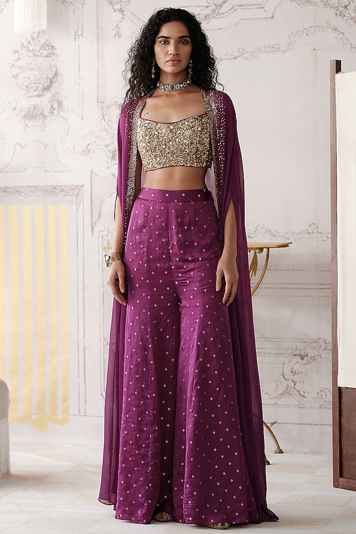 Purple Organza Cape Set by Basanti - Kapde aur Koffee at Pernia's Pop Up Shop