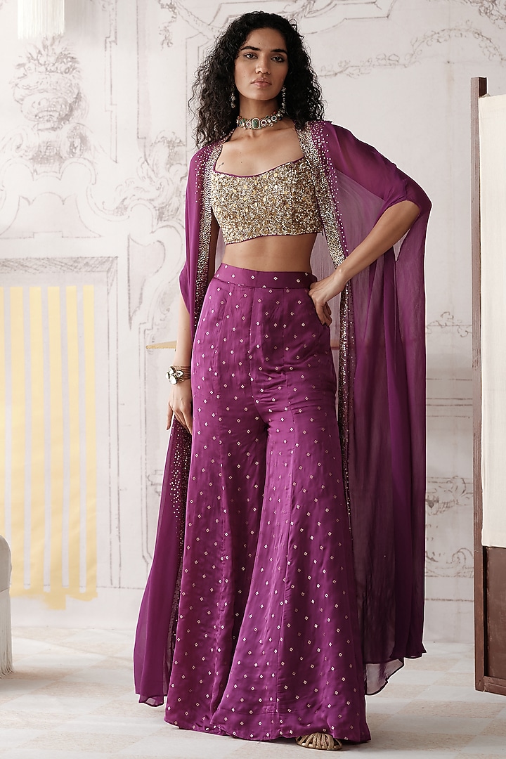 Purple Organza Cape Set by Basanti - Kapde aur Koffee at Pernia's Pop Up Shop