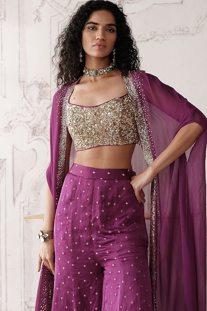 Purple Organza Cape Set by Basanti - Kapde aur Koffee at Pernia's Pop Up Shop