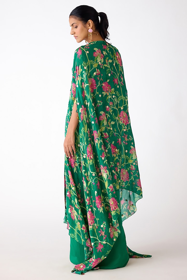 Green Chiffon Mirror Work Cape Set by Basanti - Kapde aur Koffee at Pernia's Pop Up Shop