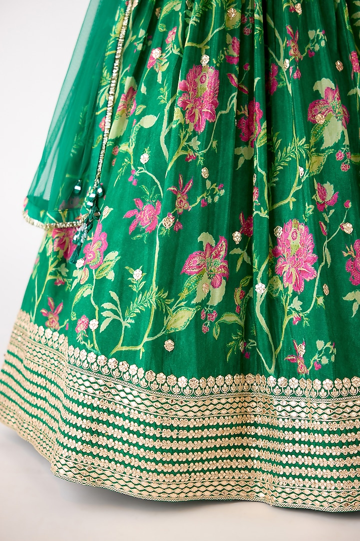 Green Chiffon Mirror Work Wedding Lehenga Set by Basanti - Kapde aur Koffee at Pernia's Pop Up Shop