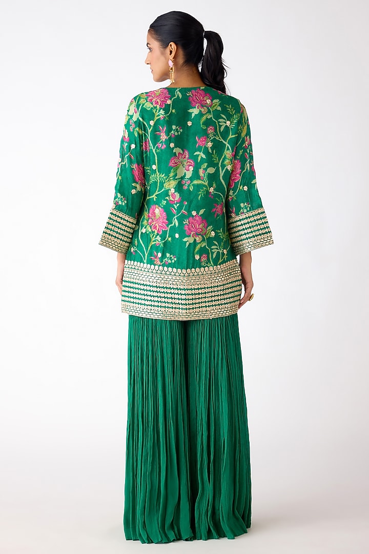 Green Chiffon Party Wear Sharara Set by Basanti - Kapde aur Koffee at Pernia's Pop Up Shop