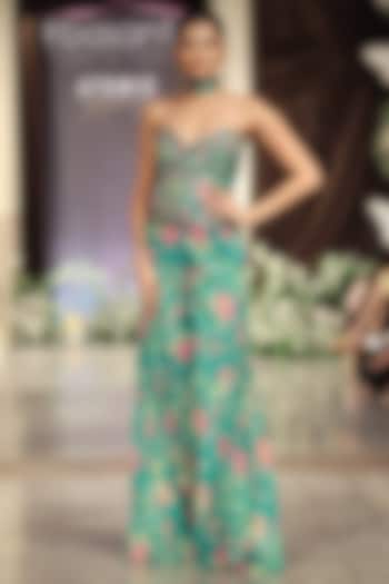 Green Chiffon Party Wear Sharara Set by Basanti - Kapde aur Koffee at Pernia's Pop Up Shop