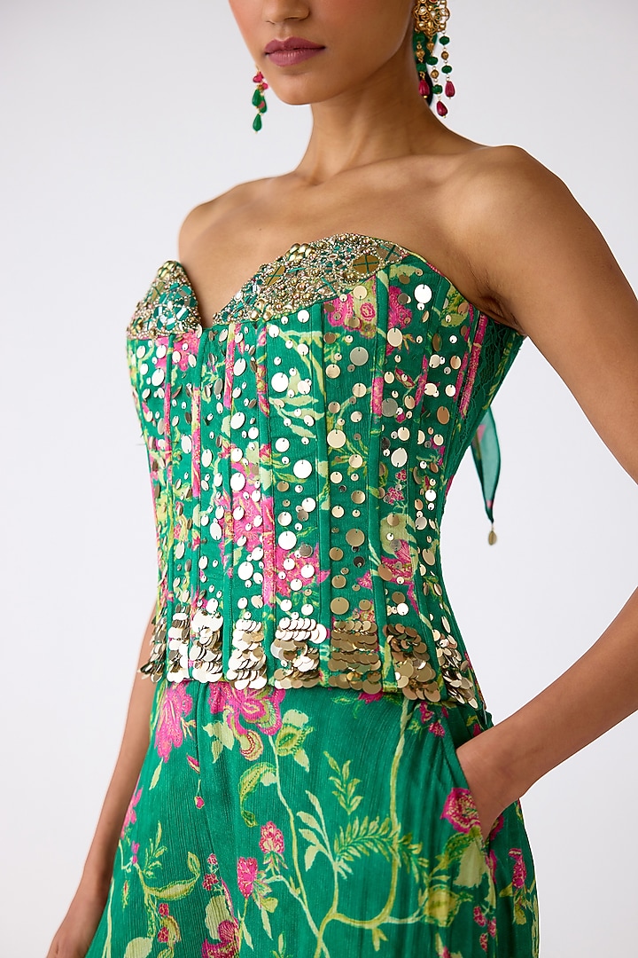 Green Chiffon Party Wear Sharara Set by Basanti - Kapde aur Koffee at Pernia's Pop Up Shop