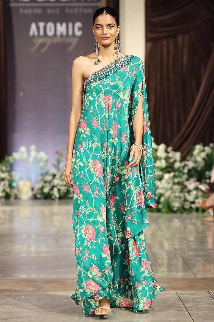 Green Chiffon Mirror Work Cape Set by Basanti - Kapde aur Koffee at Pernia's Pop Up Shop