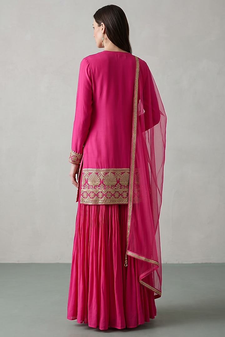 Pink Georgette Sequins Embroidered Party Wear Sharara Set by Basanti - Kapde aur Koffee at Pernia's Pop Up Shop