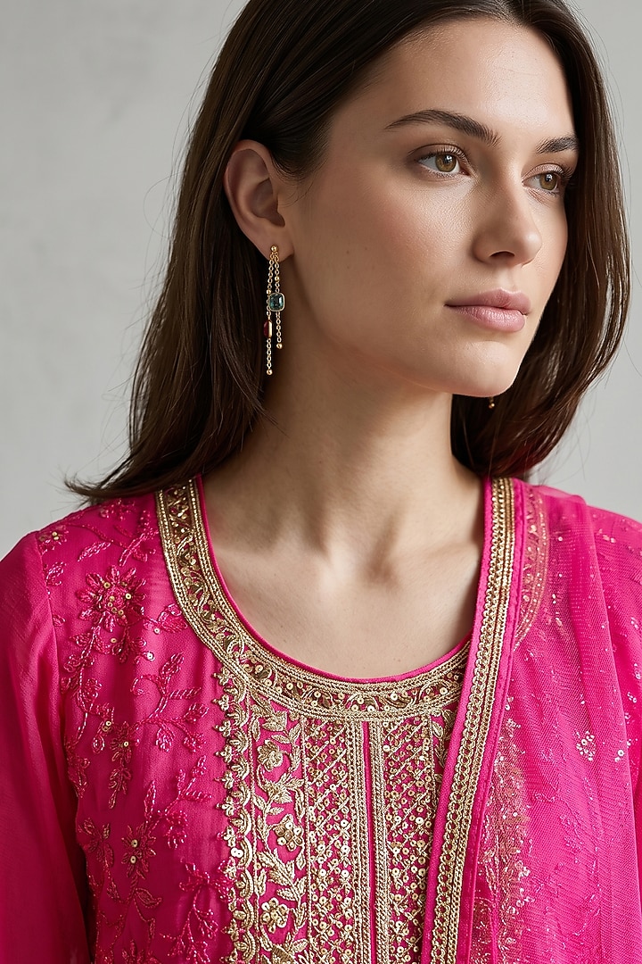 Pink Georgette Sequins Embroidered Party Wear Sharara Set by Basanti - Kapde aur Koffee at Pernia's Pop Up Shop