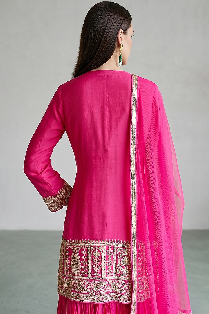 Pink Georgette Sequins Embroidered Party Wear Sharara Set by Basanti - Kapde aur Koffee at Pernia's Pop Up Shop