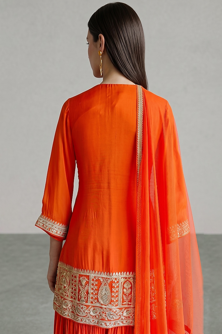 Amber Orange Georgette Sequins Embroidered Party Wear Sharara Set by Basanti - Kapde aur Koffee at Pernia's Pop Up Shop
