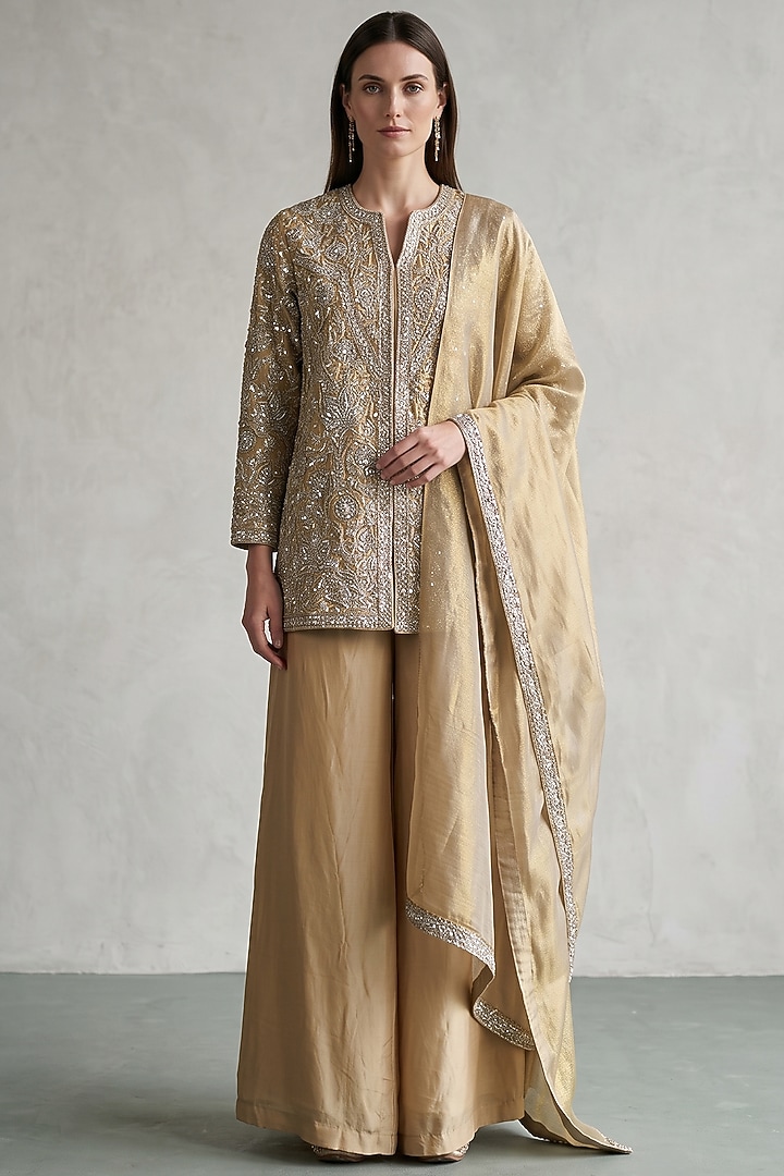 Golden Tissue Palazzo Set by Basanti - Kapde aur Koffee at Pernia's Pop Up Shop