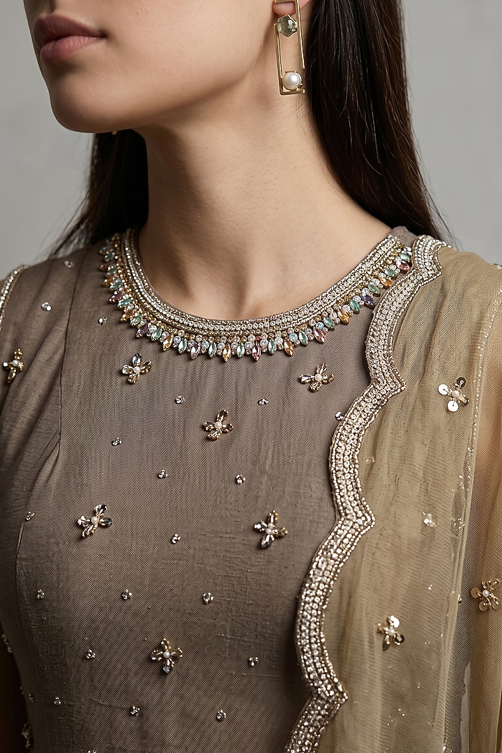 Brown Georgette Party Wear Sharara Set by Basanti - Kapde aur Koffee at Pernia's Pop Up Shop