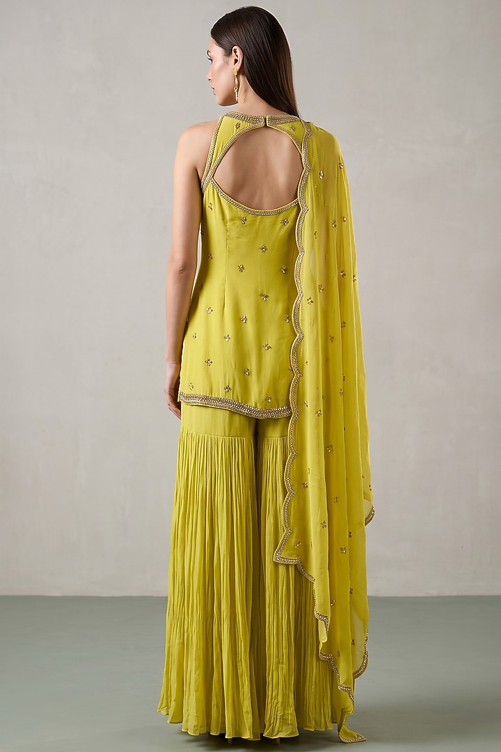 Yellow Georgette Party Wear Sharara Set by Basanti - Kapde aur Koffee at Pernia's Pop Up Shop