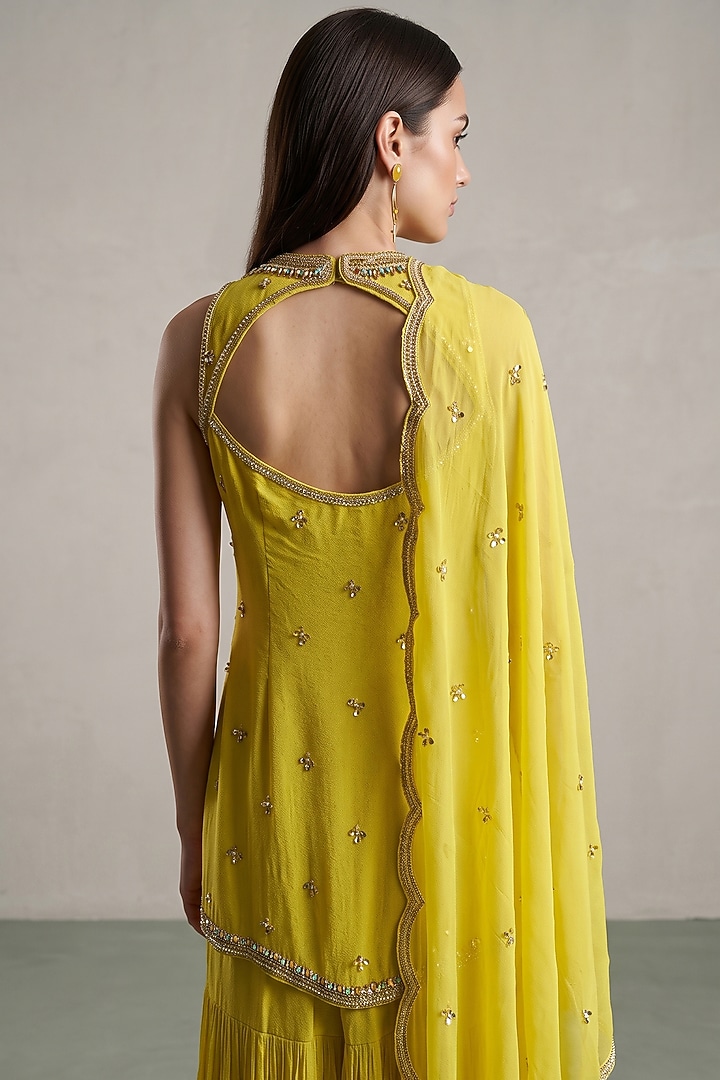 Yellow Georgette Party Wear Sharara Set by Basanti - Kapde aur Koffee at Pernia's Pop Up Shop