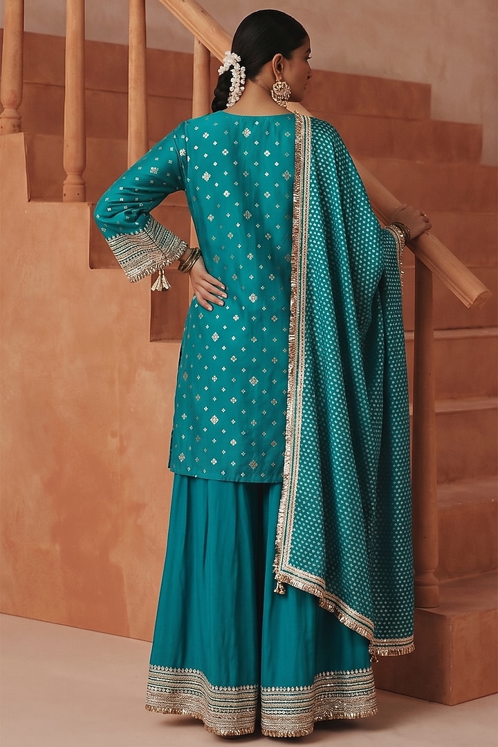 Emerald Green Banarasi Weave Party Wear Sharara Set by Basanti - Kapde aur Koffee at Pernia's Pop Up Shop