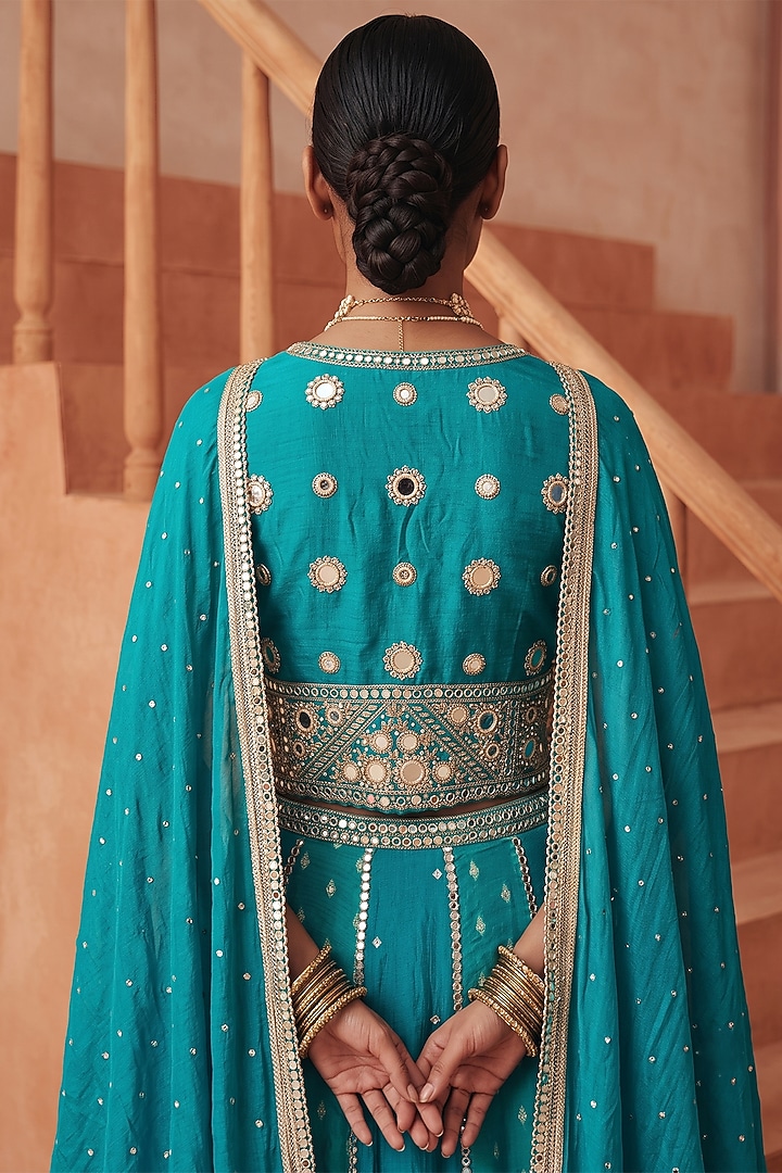 Emerald Green Organza Satin Embroidered Wedding Lehenga Set by Basanti - Kapde aur Koffee at Pernia's Pop Up Shop