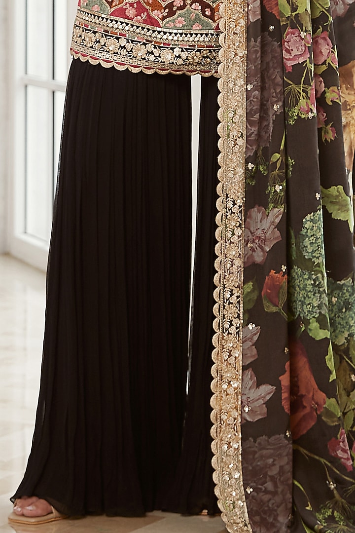 Black Georgette Gharara Set by Basanti - Kapde aur Koffee at Pernia's Pop Up Shop