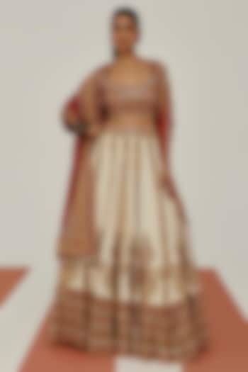 Ivory Crepe Sequins Embroidered Wedding Lehenga Set by Basanti - Kapde aur Koffee at Pernia's Pop Up Shop